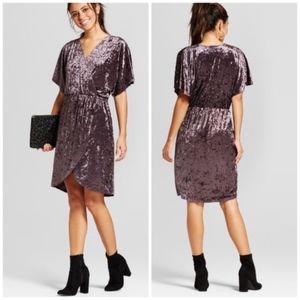 Crushed Velvet Tulip Hem Dress Dark Purple (box#9)
